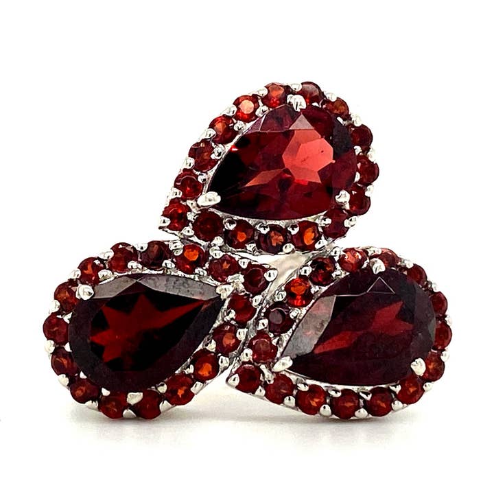 Anillo de granate en plata de ley 925 KSR - 18303 para venta al por mayor de Kotawala Jewels