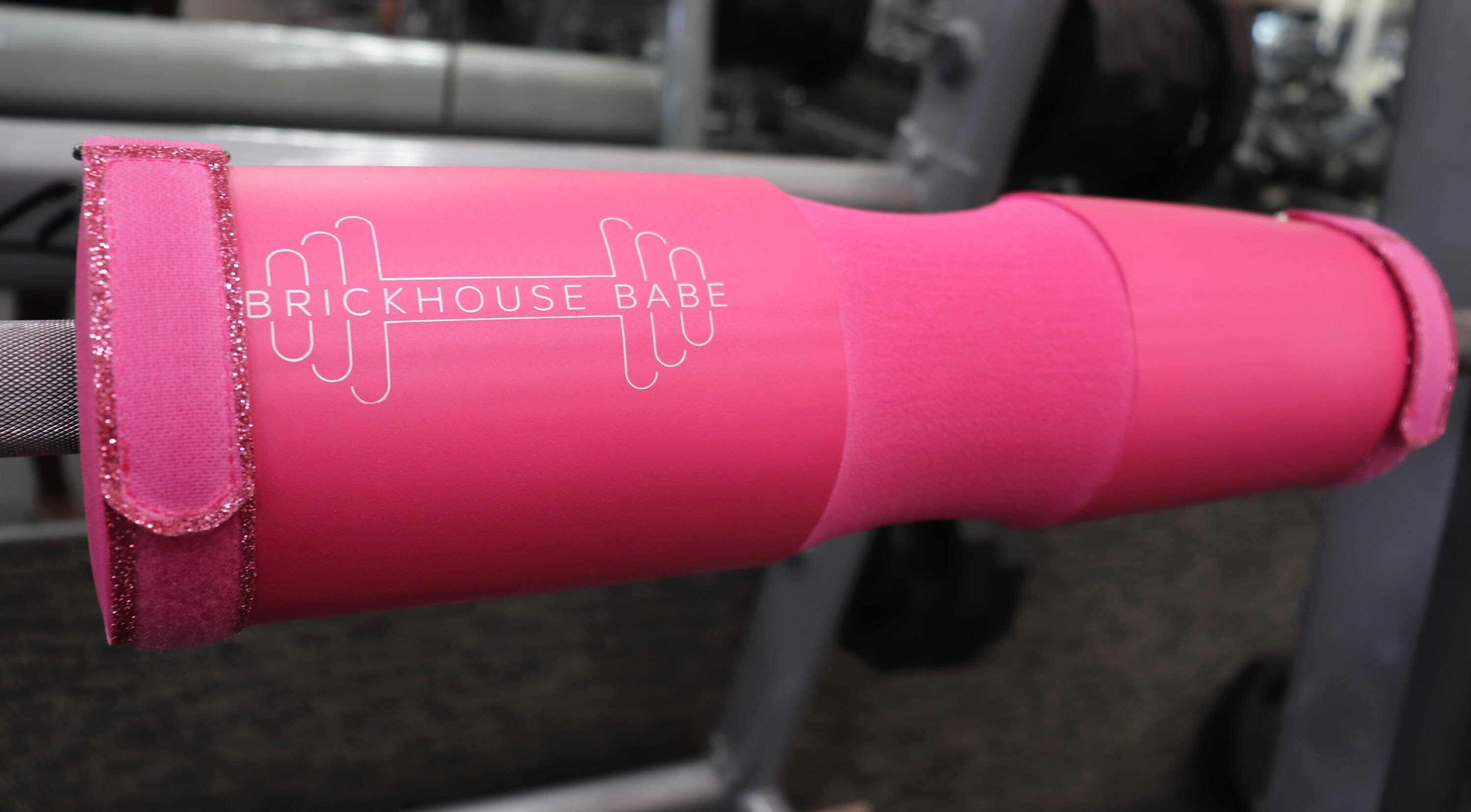 Brickhouse Babe LLC – wholesale  – Pink Barbell Pad with Glitter Straps and Carrying Bag1
