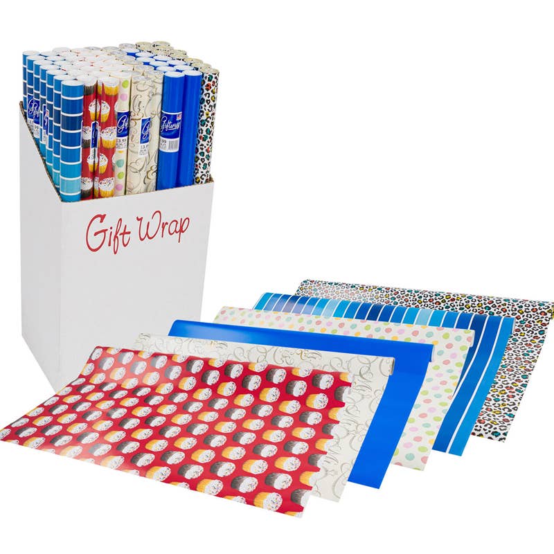 Deluxe Import Trading - Wholesale Wrapping Paper Roll - Gift Wrap- 45 sqft- 6 Assorted Design Prints0