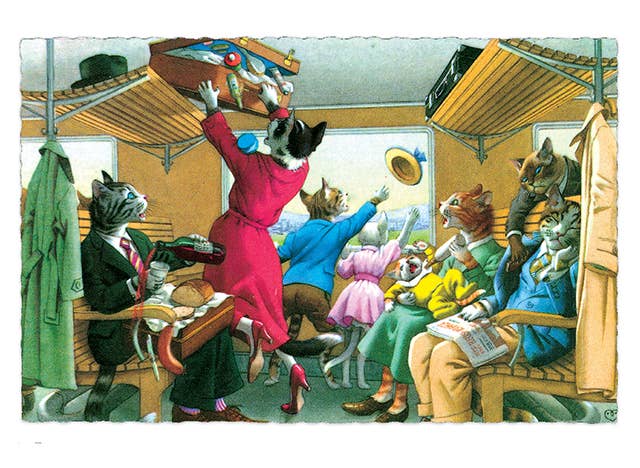 Laughing Elephant - Wholesale Postcard - Delightfully Dressed Cats - Everyday Boxed Postcards1