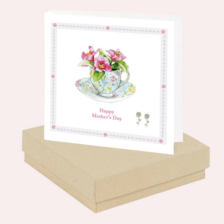 Boucles d'oreilles en argent sterling – Boîte cadeau florale | Cadeau de fête des mères pour maman pour la vente par Crumble & Core