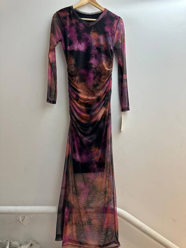 LORIANE bedrucktes langes Kleid, Einheitsgröße für den Großhandel von LORIANE