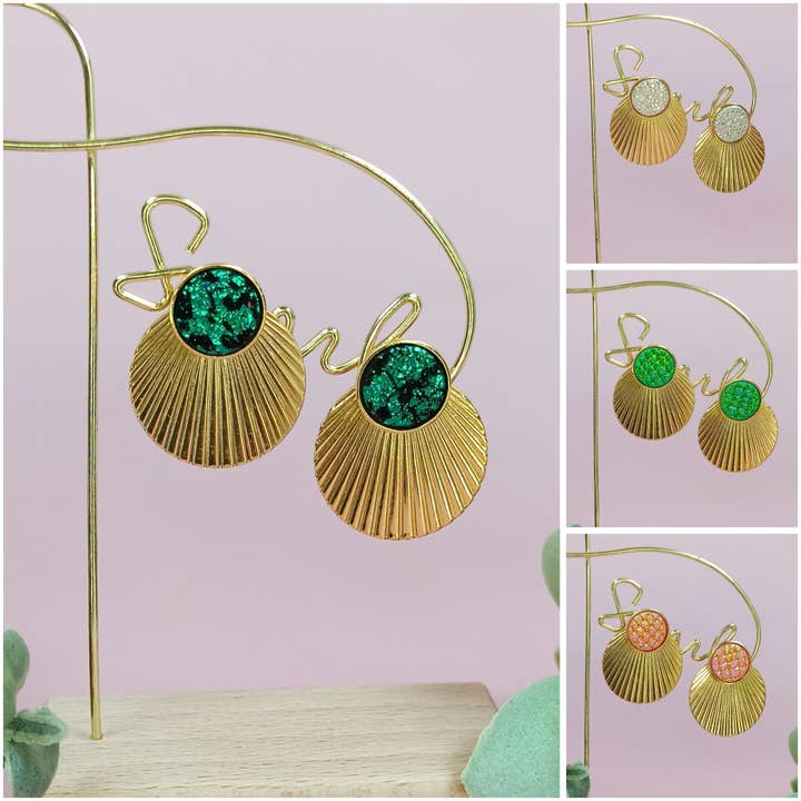 SUNNA earrings in metallic leather - 4 COLORS for wholesale by COLICREA