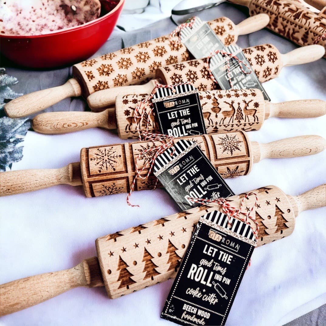Gia Roma - Wholesale Rolling Pin - Christmas Kitchen Gifts, Wood Rolling Pin for Holiday Cookie26