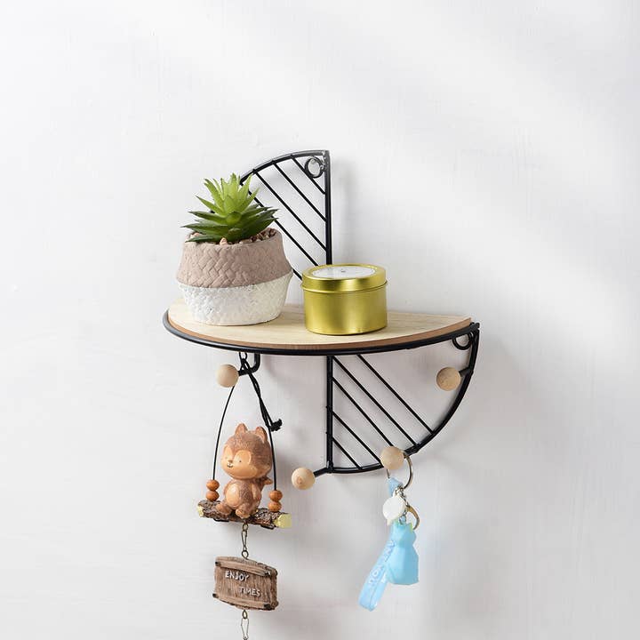 Fine Life Products - Vente Étagères murales - Étagère murale décorative ronde - Caractéristiques en acier et en bois