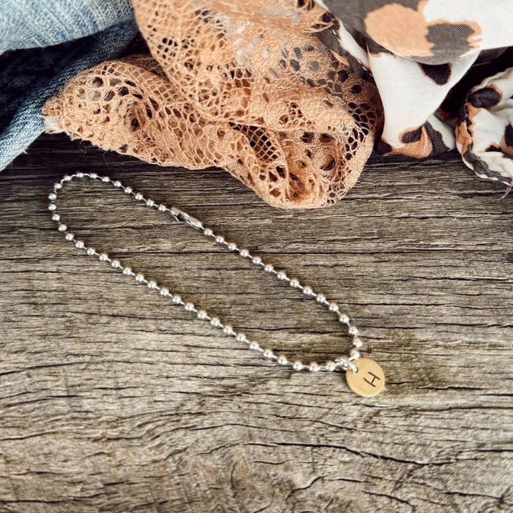 Hand Stamped Small Initial Tag Bracelet for wholesale by Sosobella Designs