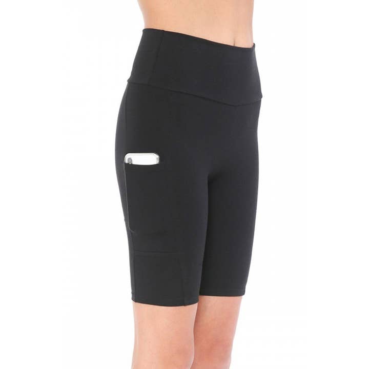 HIGH WAIST KNIT BIKE SHORTS WITH PHONE POCKET for wholesale by Timeless