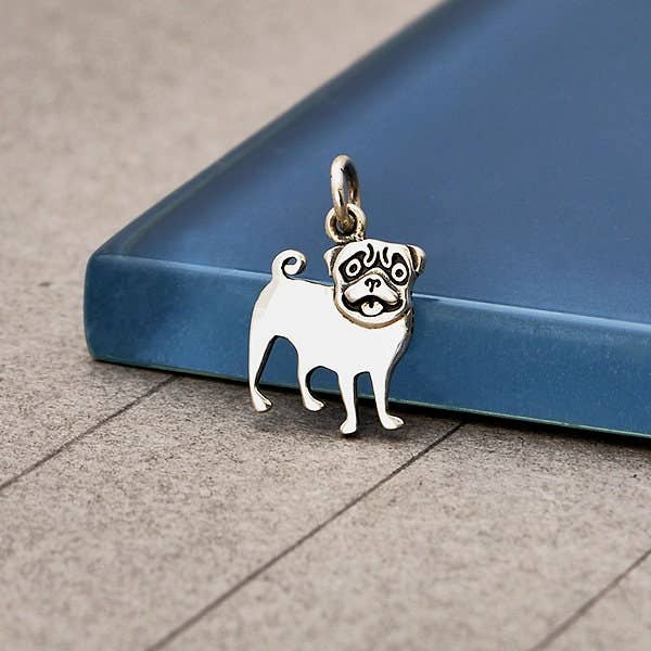 SEA STAR TRADING - Wholesale Individual Charm/Pendant - Sterling Silver Pug Dog Charm