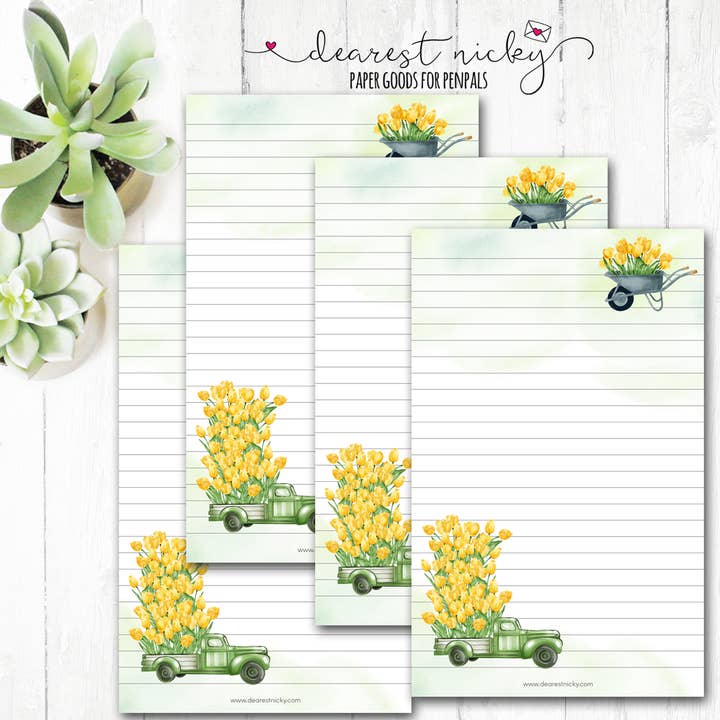 Tulip Truck Letter Writing Paper for wholesale by Dearest Nicky