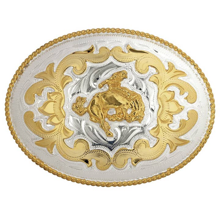 Bronco Rider German Silver Belt Buckle - Oversize for wholesale by Western Express