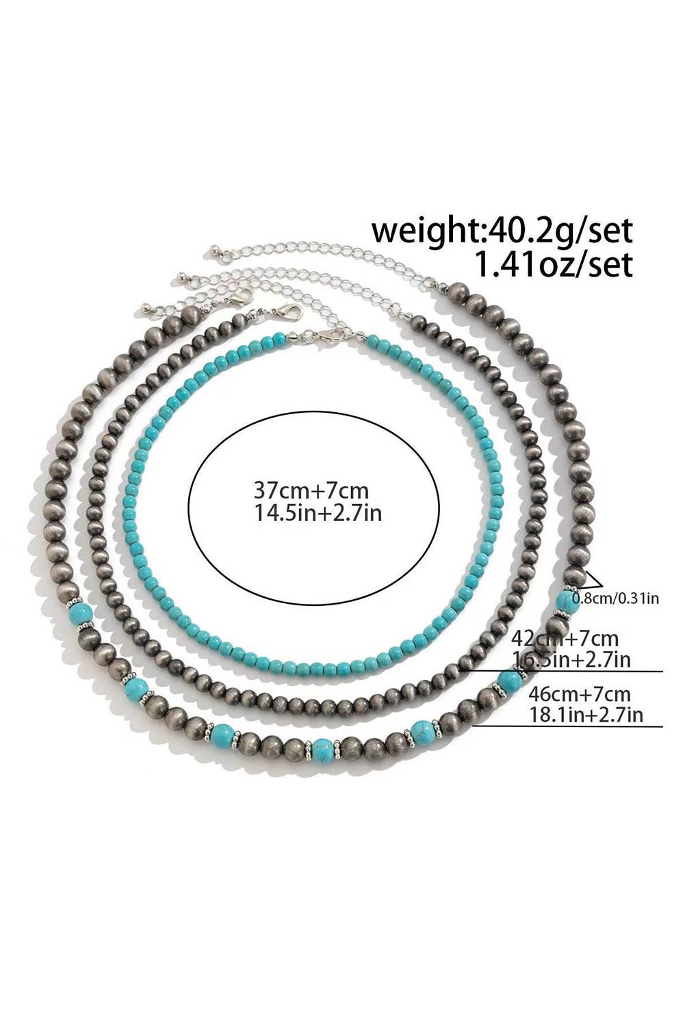 Black Western 3pcs Turquoise Beading Retro Necklace Set for wholesale on Faire4