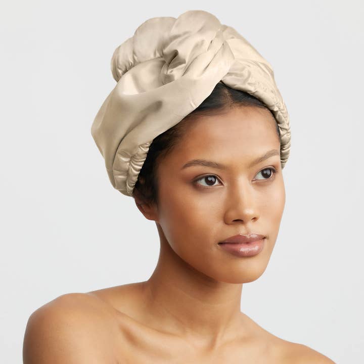 KITSCH - Wholesale Hair Towel/Wrap - Satin-Wrapped Hair Towel - Champagne