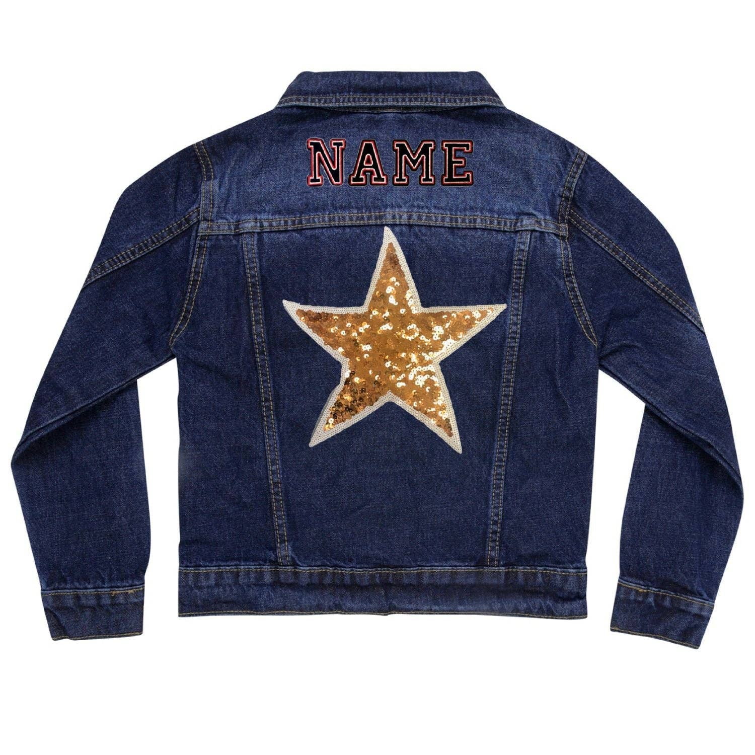 Cat in the Hood – Engroshandel Denimjakke – til børn – Guld Sequin Star Denim Jacket5