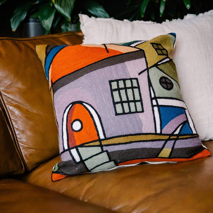 Cashmere Crafts Inc - Vendita all'ingrosso Fodera cuscino decorativo - Fodera per cuscino ricamata a mano Casa con porta2