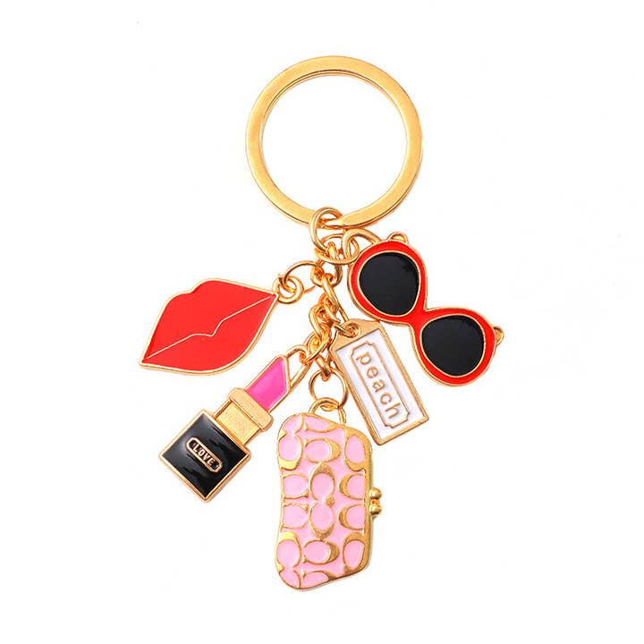 Lipstick Wallet Sunglasses Red Lips Keychain Bag Pendant for wholesale by MKS America