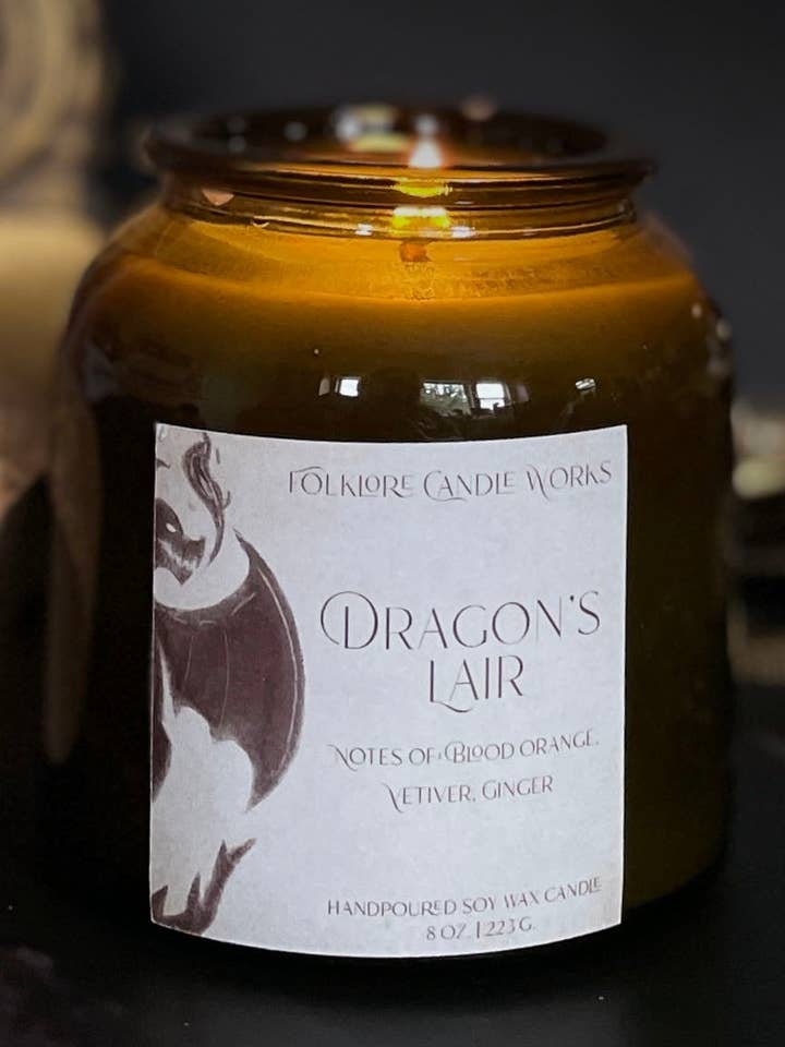 Dragon's Lair || Fantasy 8 oz. Candle | Spiced Orange Scent for wholesale by Folklore Candle Works