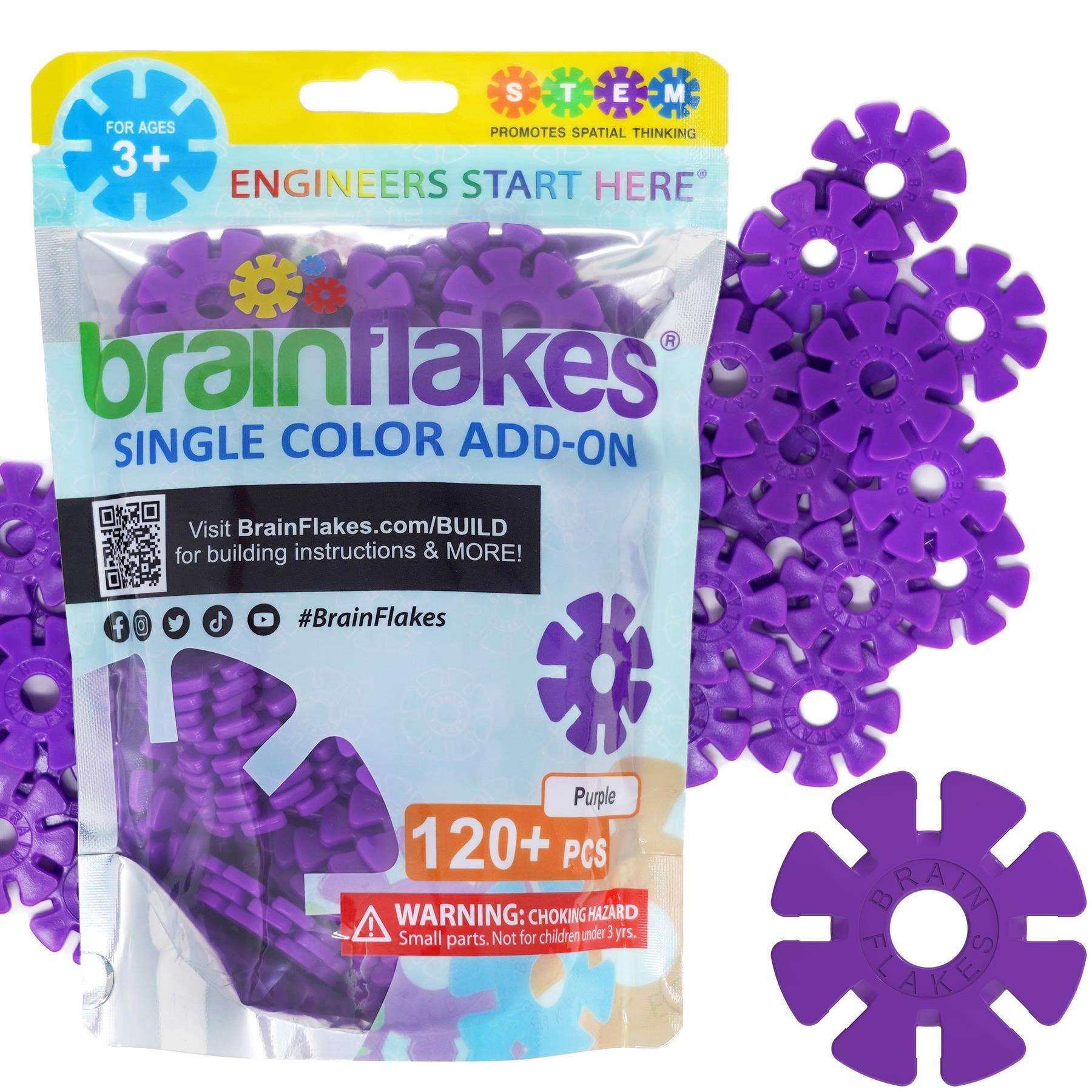 VIAHART Toy Co. – wholesale Building set – Child – Brain Flakes Single Color Add-on - 120 Pieces - Resealable P0