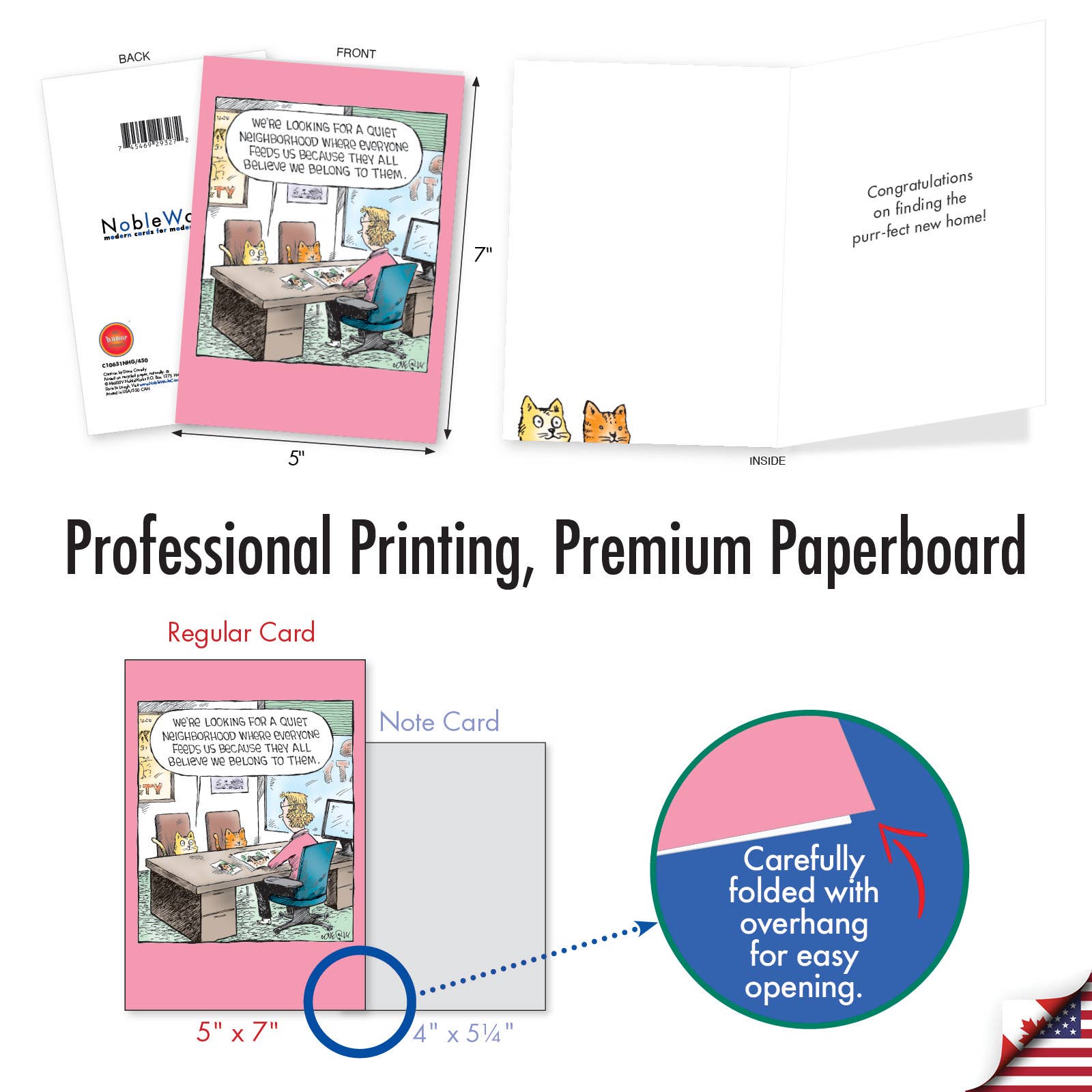 NobleWorks - Wholesale Congratulations Card - 1 Funny New Home Greeting Card - Cat Neighborhood-NobleWorks4