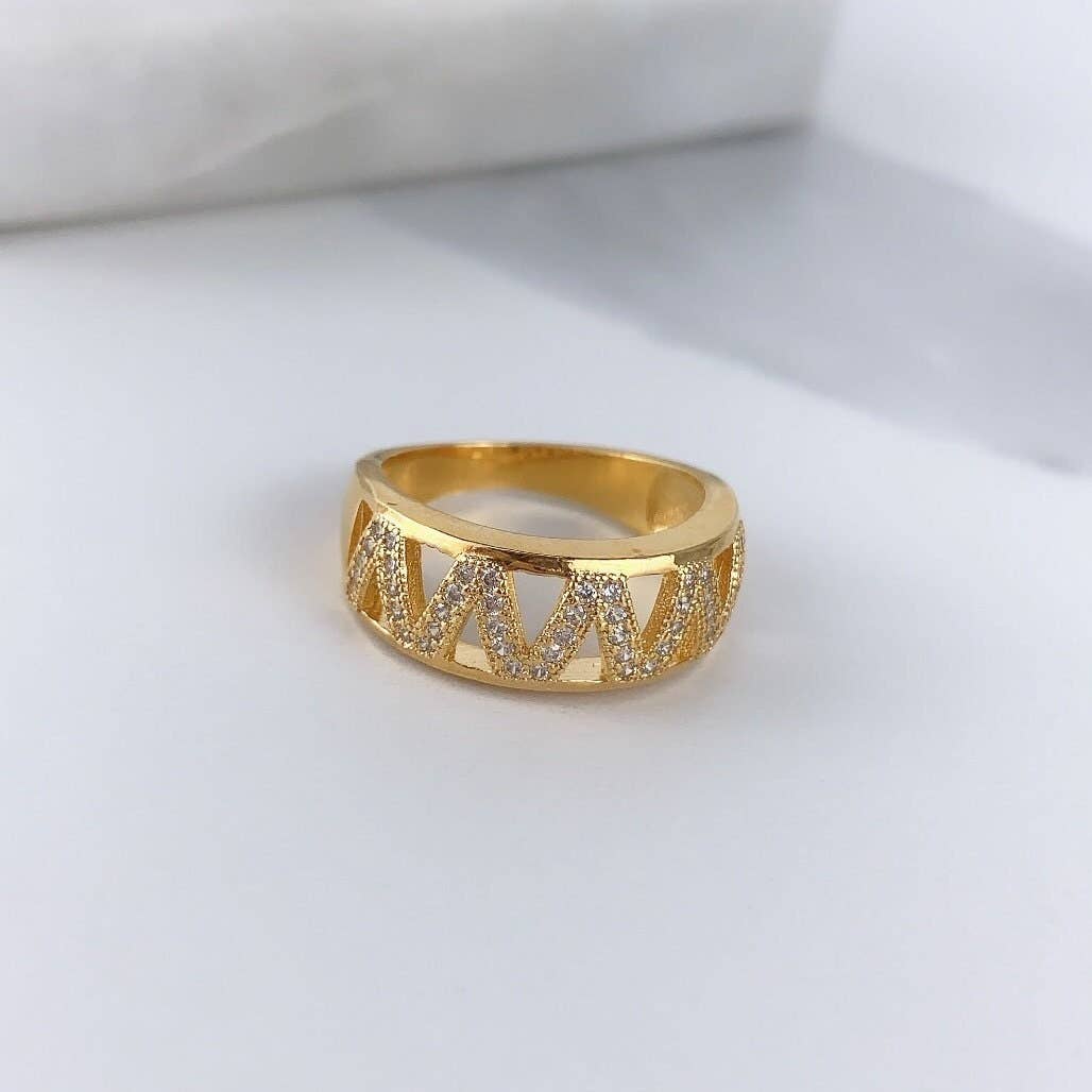 DIJU Jewelry –  por atacado – Anel de Banda em Ziguezague com Zircónia Cúbica Revestido a Ouro 18k Fornecimento de Joias por Atacado3