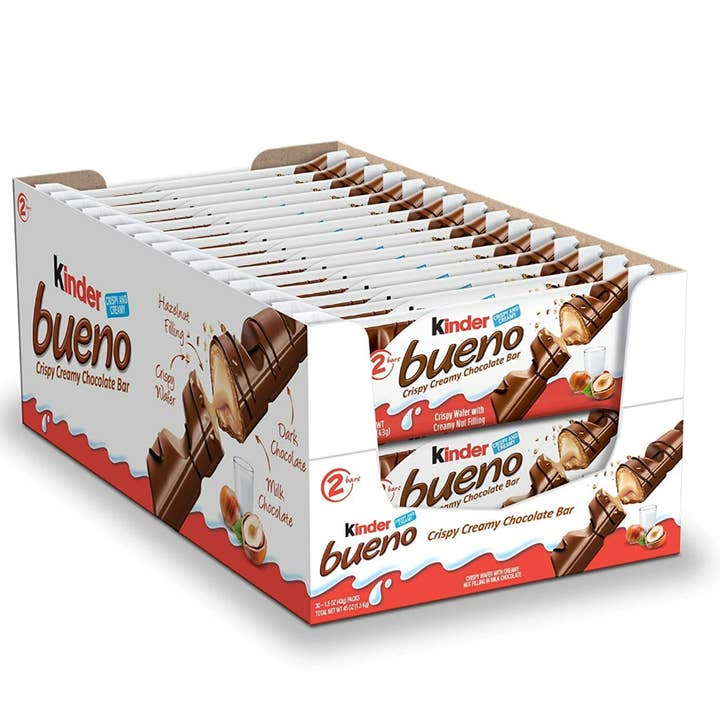 Kinder Bueno Regular 1,5oz 30 cm e outras tendências em Compre sweets B2B. Devoluções gratuitas e condições de pagamento a 60 dias na Faire na Faire.