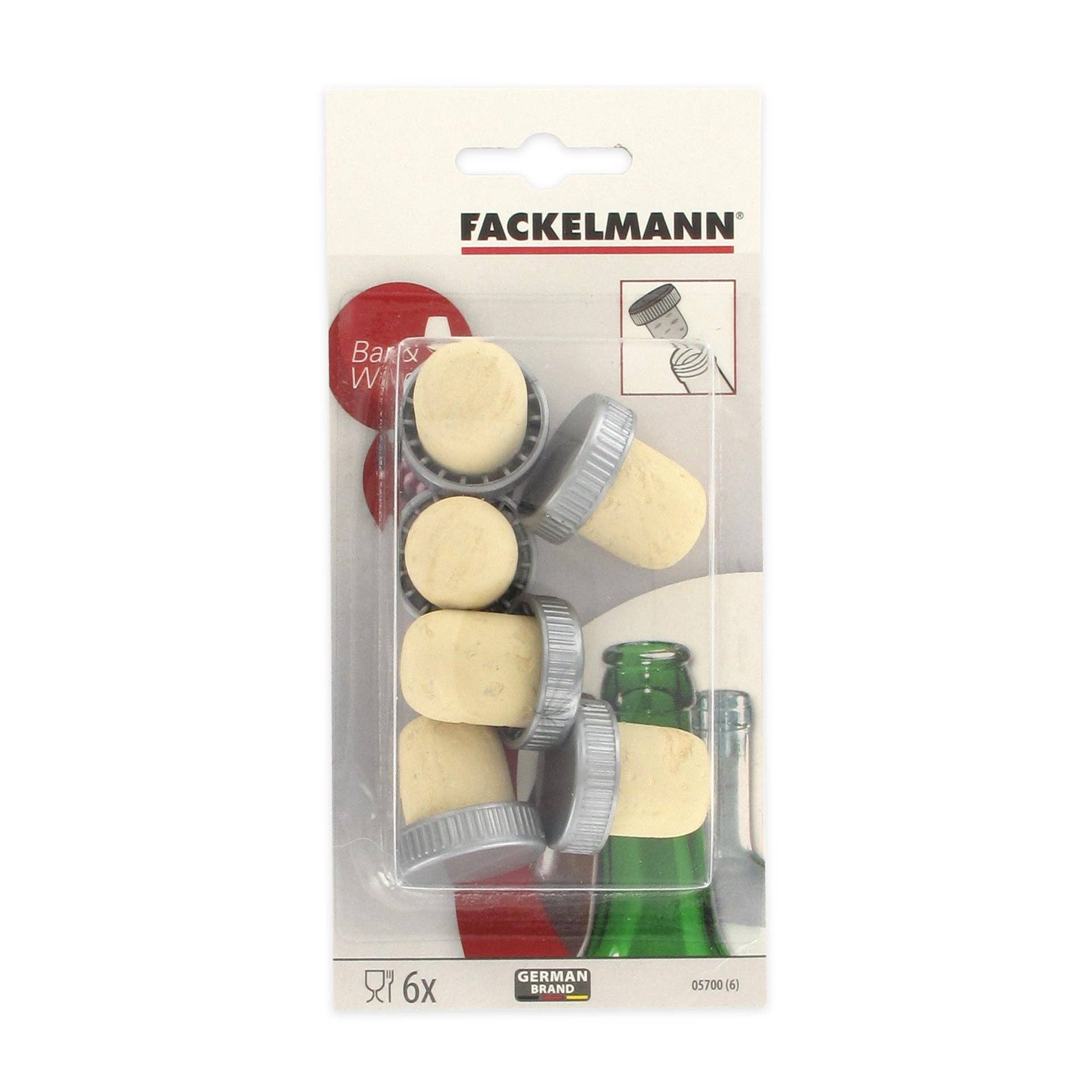 Fackelmann - Vente Bouchon de vin - Lot de 6 bouchons de liège Fackelmann Bar Concept1