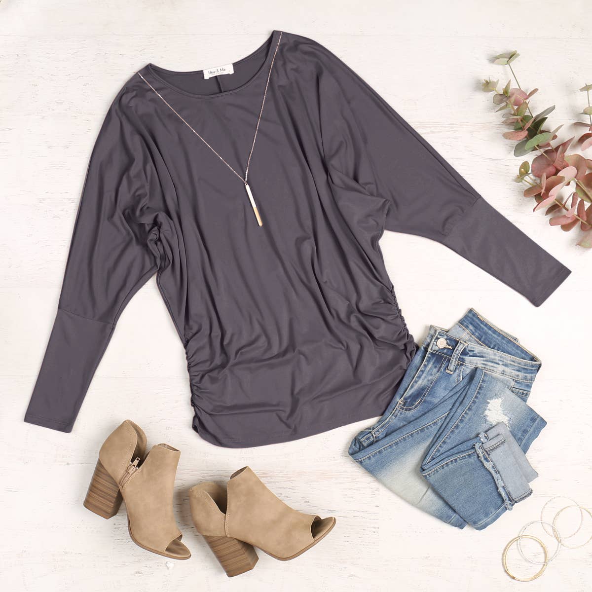 MYS Wholesale Inc - Vente Tunique – femme - Haut uni à manches longues Dolman avec détails en forme de tunnel36