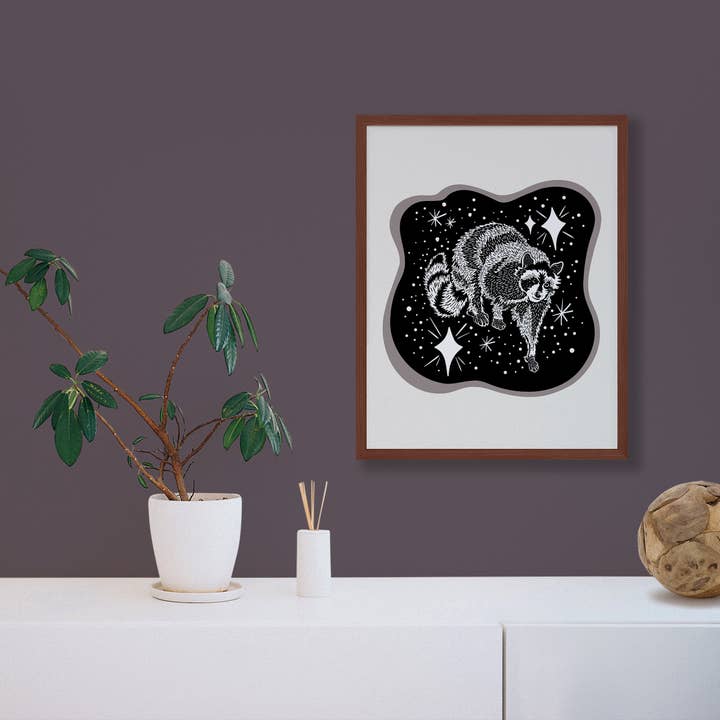 Starfangled Press – Impressão artística por atacado – Impressão de tela Cosmic Raccoon2