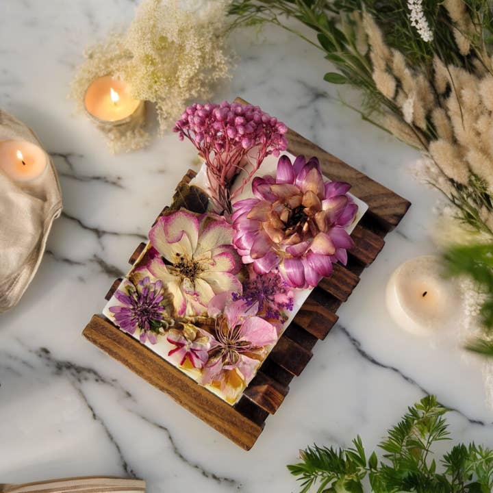 FlorBody - Venta al por mayor Pastilla de jabón - Jabón natural artesanal de leche de cabra con flores prensadas - 113 g3