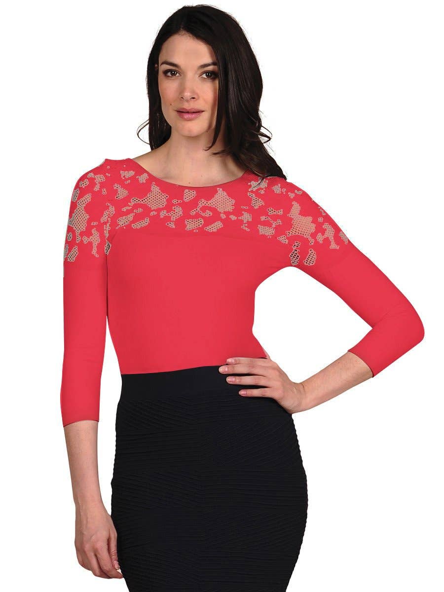 TINA Stephens Italy/Tees By Tina - Wholesale Knit Top - Women's - Crochet 3/4 Sleeve Top (503Q)2