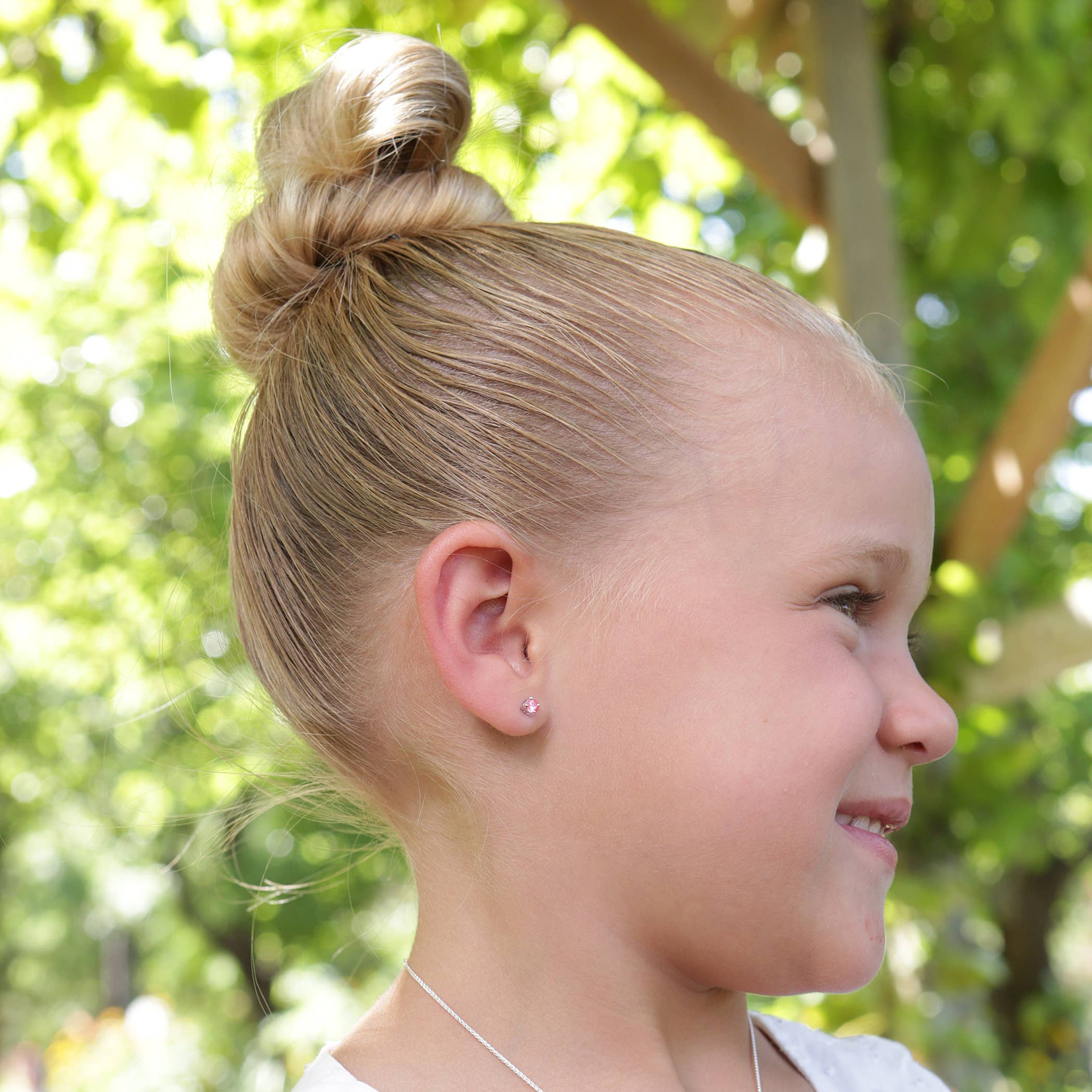 Cherished Moments - Venta al por mayor Pendientes - Niños - Pendientes de botón para bebé y niños de plata de ley con circonia cúbica rosa y cierre de rosca1