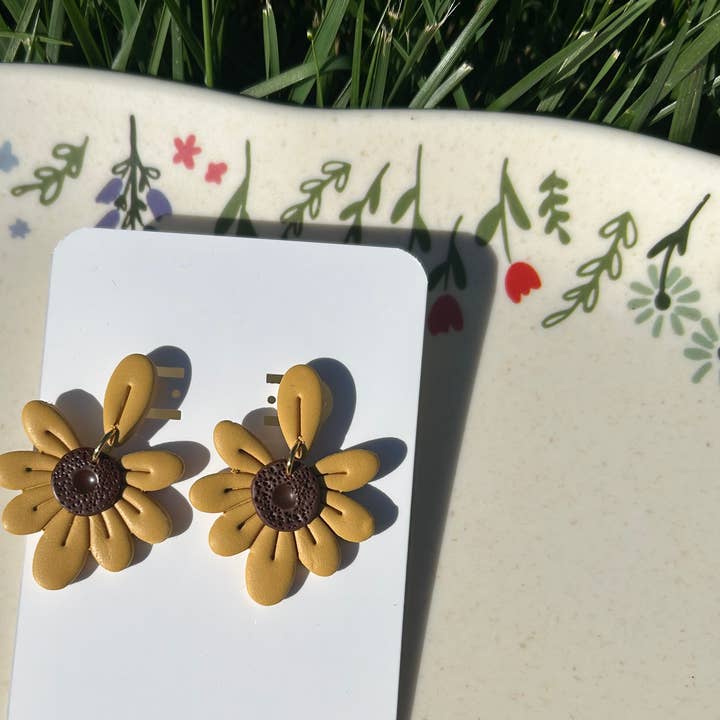 Sunflower Polymer Clay Earrings for wholesale by Miss Mattie Bleu's