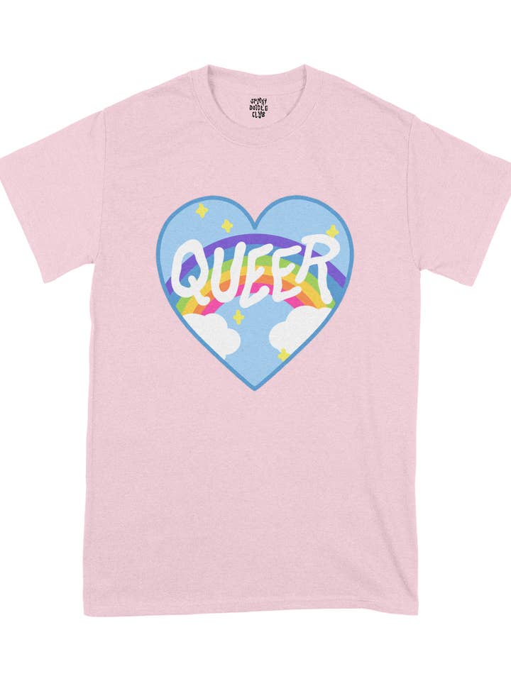 Queer Heart T-Shirt - Gift for Pride Month, LGBT Pride Shirt for wholesale by Spooky Doodle Club