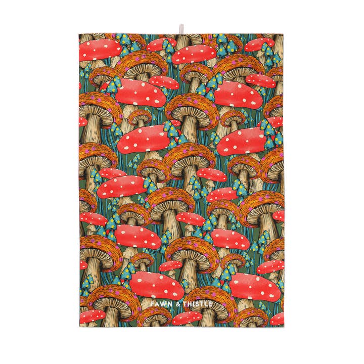 Fawn & Thistle Ltd (US Duties Paid) - Wholesale Tea Towel - Mushroom Tea Towel | 100% Cotton Dish Towel | Funghi3