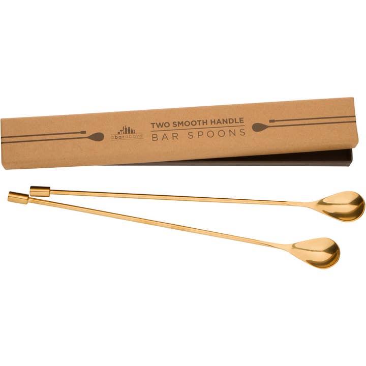 A Bar Above - Wholesale Bar tool - Bar Spoons Gold (Combo Set of 2, 1 Spiral & 1 Smooth Handle)5