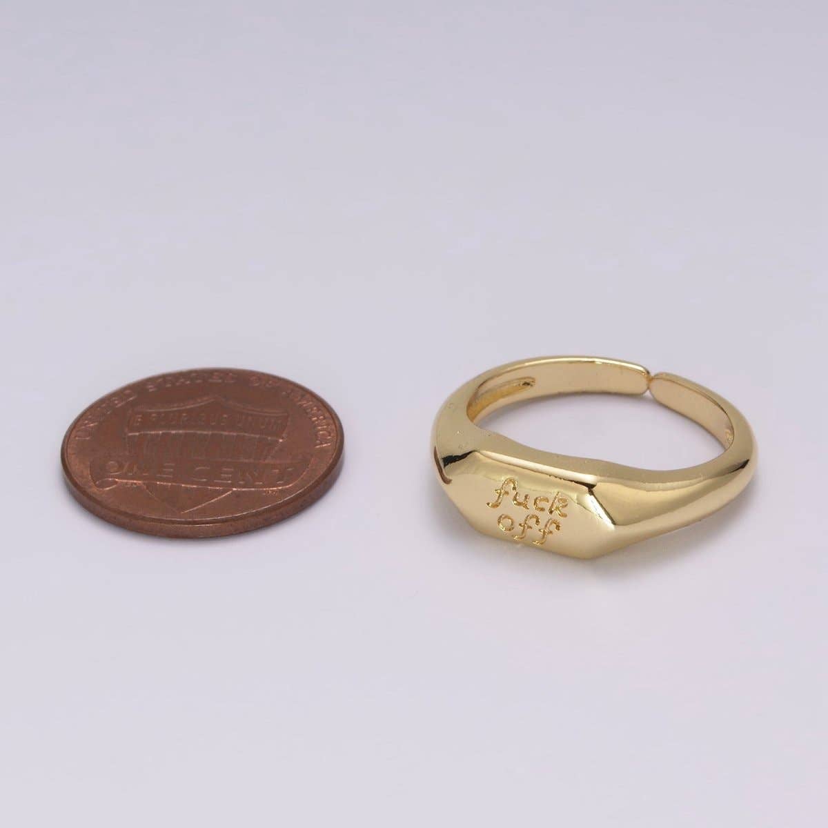 Aim Eternal – Engroshandel Signetring – Dainty Gold Fuck Off Signet Ring Fuckoff ringe Åben Justerbar signetring guldringe til kvinder U-1332