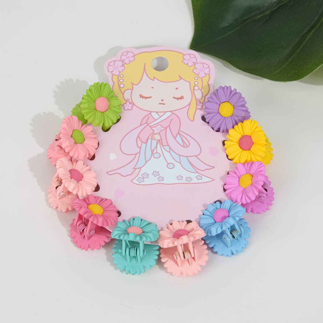 SoapElenGlen - Wholesale Hair Clip - Kids - Set Of 10 Small Multicolor Flower Hair Clips1