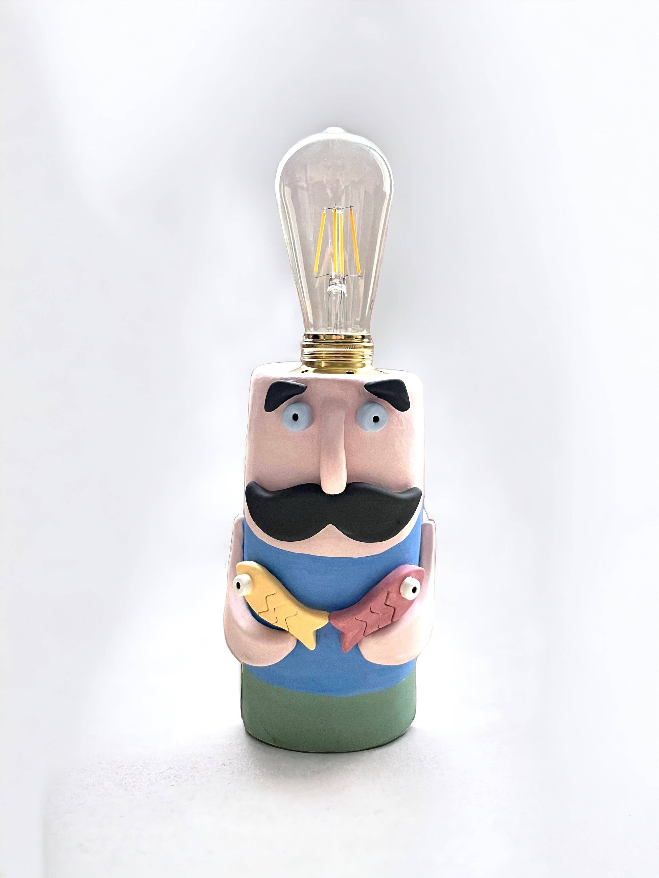 Thetis Art Studio - Wholesale Figurine Lamp - Lamp Fisherman in Ceramica3