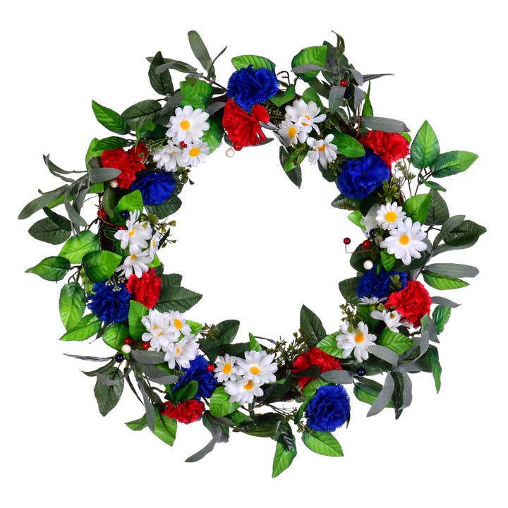 Vickerman 22" Red White Blue Floral Wreath for wholesale on Faire