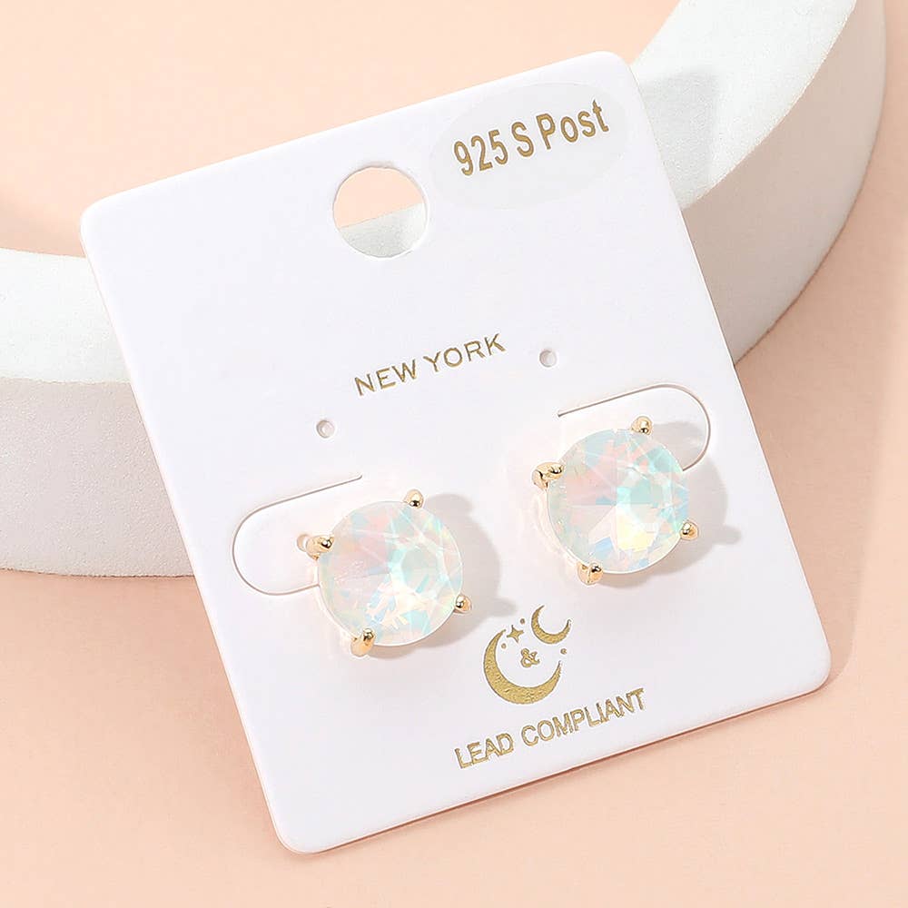 Sensibling Corp. - Vendita all'ingrosso Orecchini a bottone - Orecchini a bottone con cuscino in pietra rotonda23