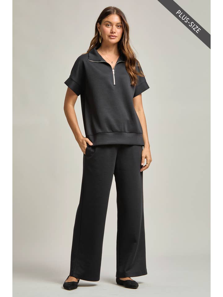 Dear Scarlett - Wholesale Lounge Set - Women's - PLUS SIZE Quarter Zip + Pants Modal Set TRVSET-CATALINAP28
