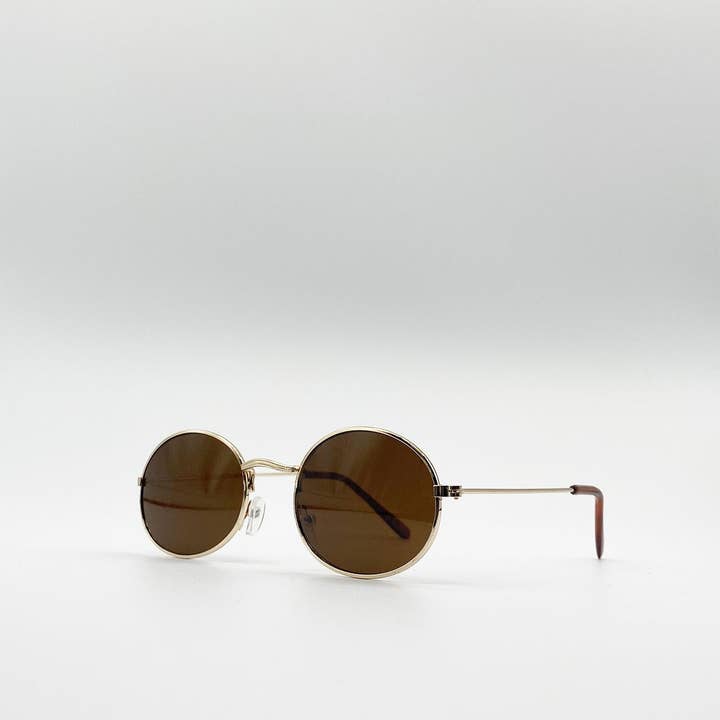 AFA COLLECTIVE – wholesale Sunglasses – Women's – Round Metal Frame Sunglasses in Brown2