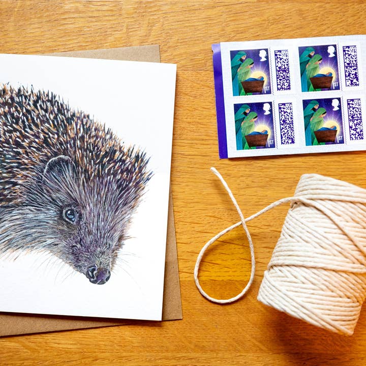 Hedgehog A6 greeting card - Blank for wholesale by Tracey Parsons Art