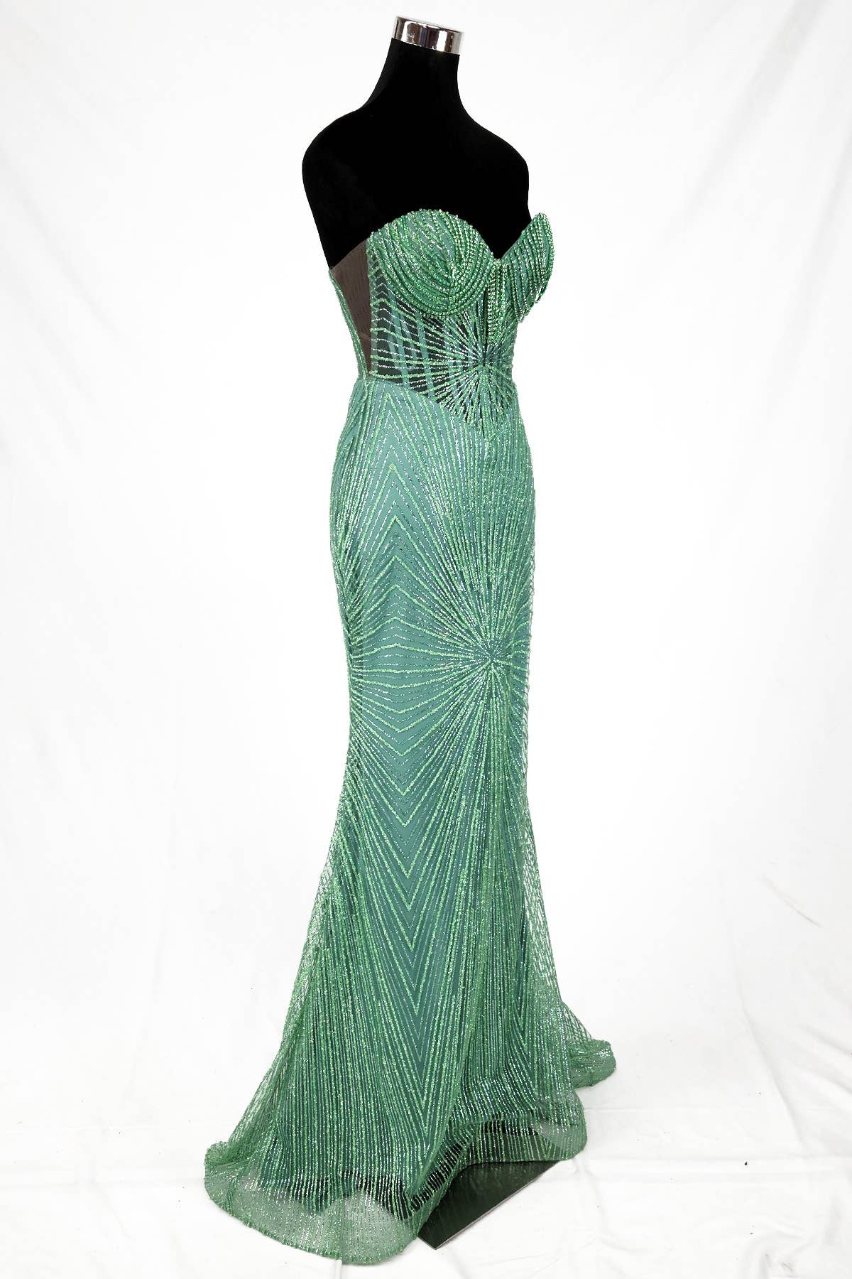 Chicas - Wholesale Gown - Women's - Long sparkling mermaid dress with hanging jewels CF00133