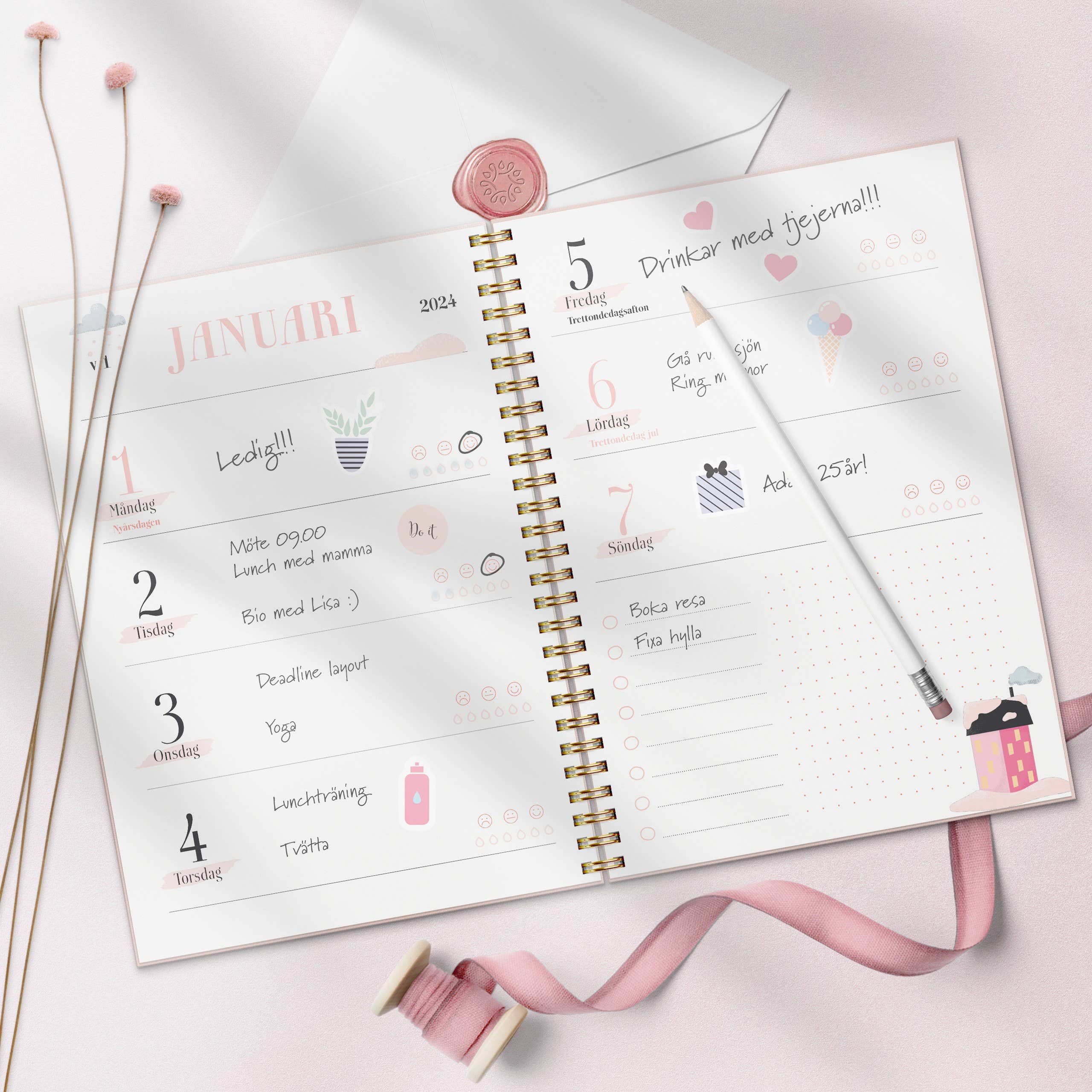 Burde Publishing AB - Wholesale Planner - Calendar 2024 Life Planner Pink Horizontal1