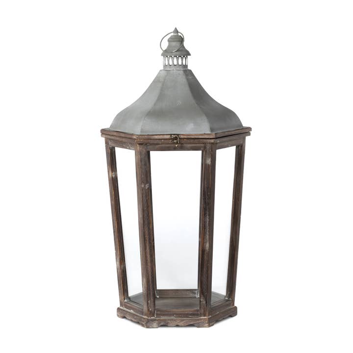 Park Hill Collection - Wholesale Lantern - Wood & Galvanized Metal Lantern Large1