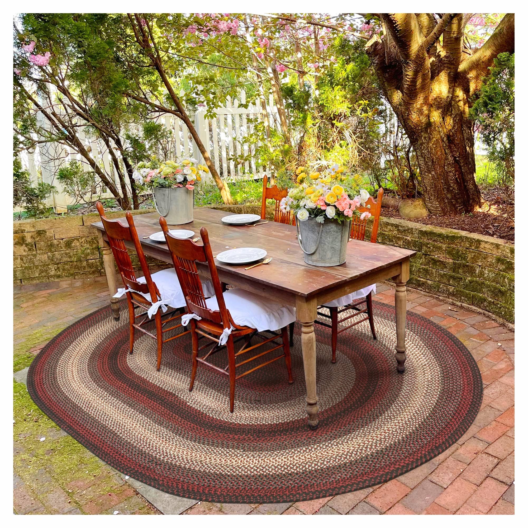 Homespice Decor - Wholesale Area Rug - Montgomery Burgundy Braided Rug for Indoor & Outdoor5