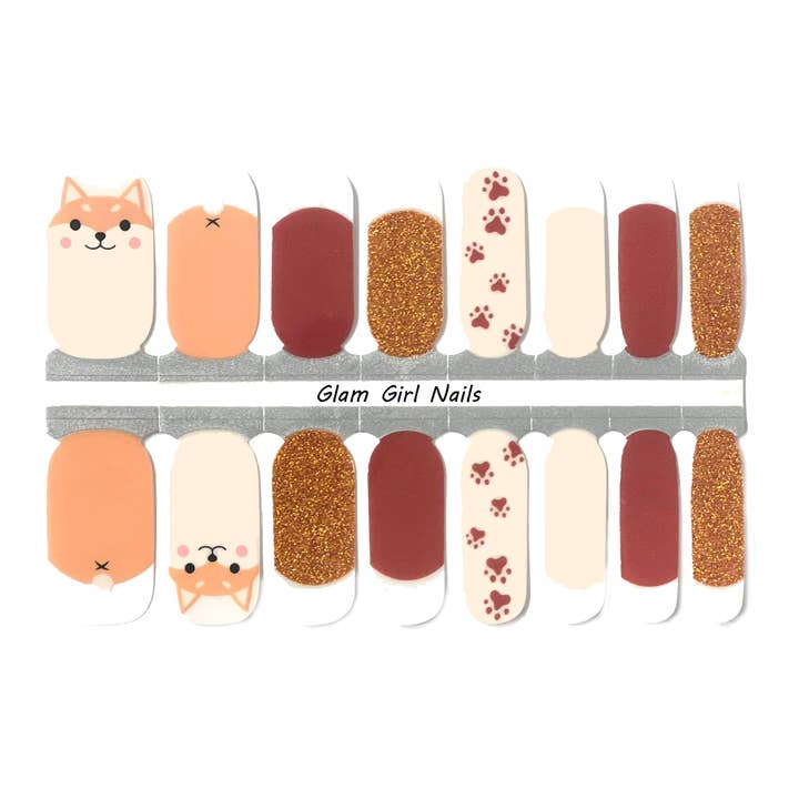 Corgi Love Nail Wraps for wholesale by Glam Girl Nails