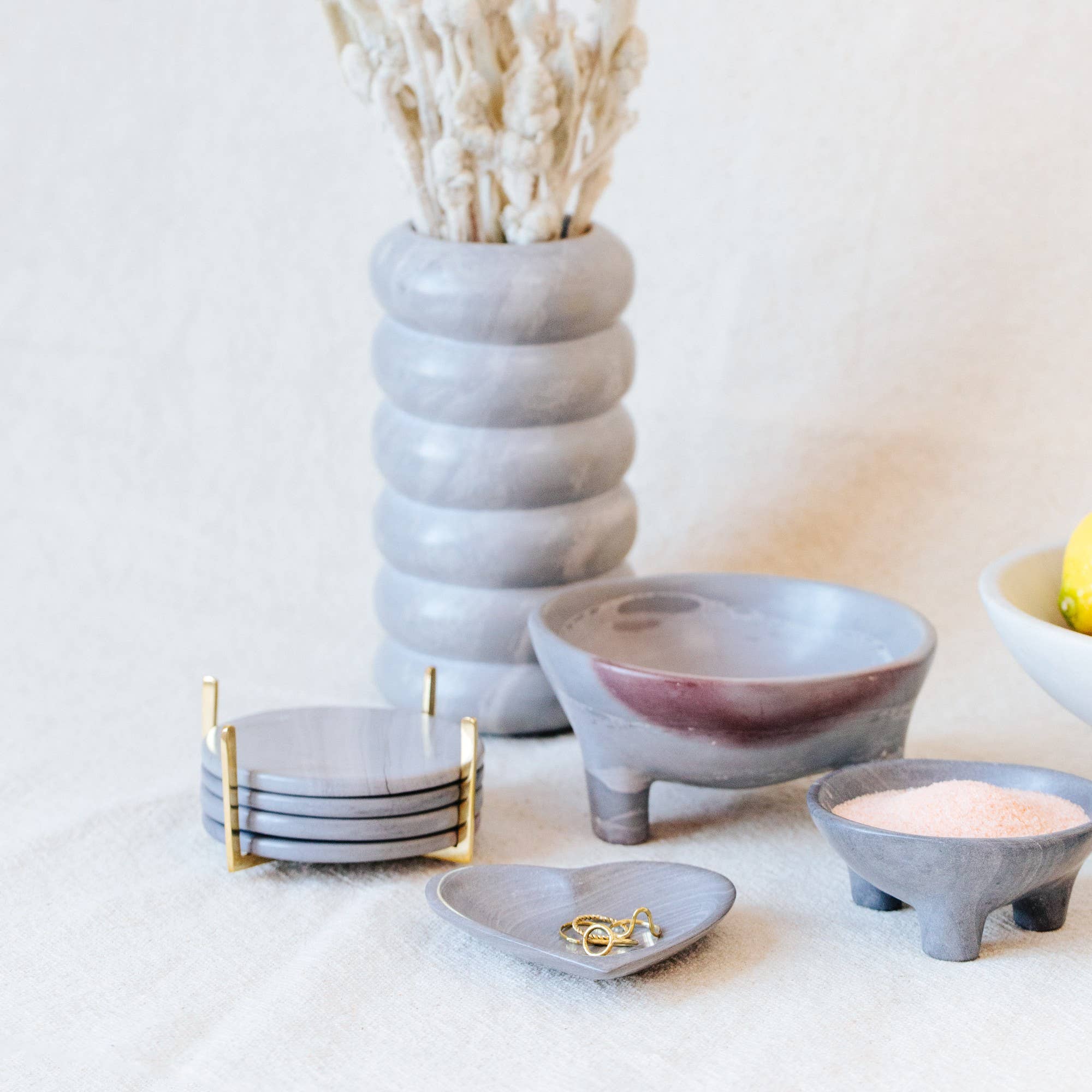 Amsha – wholesale Underlägg – Täljsten Coaster Set: Storm2