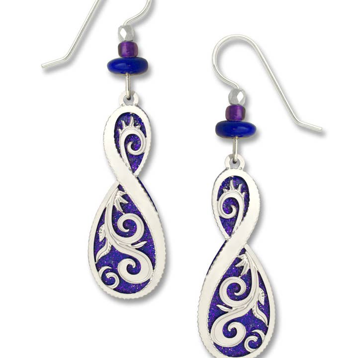 Left Hand Studios - Wholesale Dangle Earrings - Bl Prpl Filigree 8 w/IR Over0