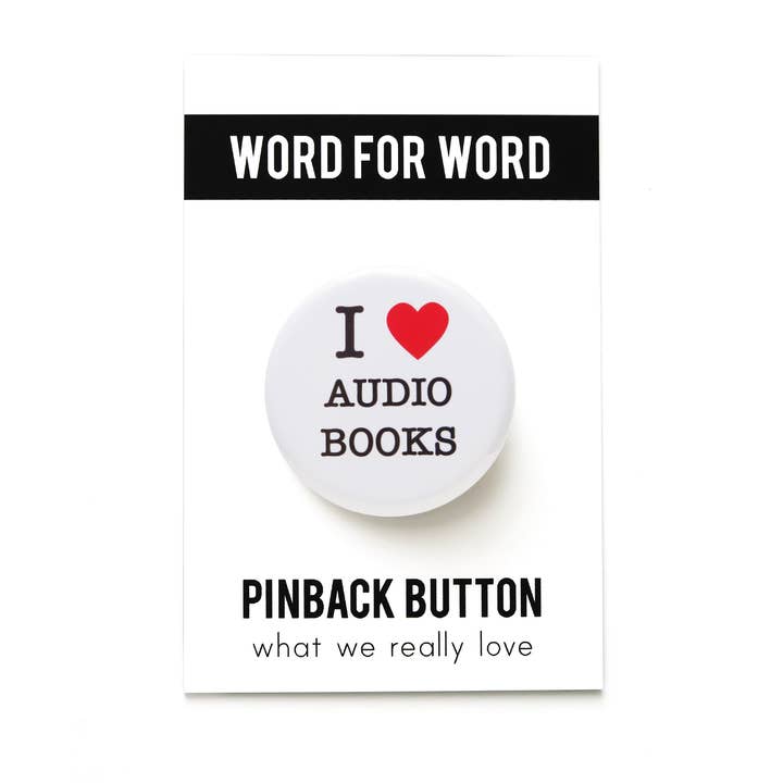 JAG ÄLSKAR LJUD BÖCKER Pin 1,25" Knappar Bokhandel Gåva för wholesale av Word For Word Factory